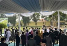 Menteri Kabinet Merah Putih Mulai Memasuki Lapangan Upacara Kesaktian Pancasila
