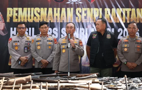 Polda Sumsel Musnahkan 397 Senpi Ilegal Hasil 'Operasi Senpi Musi 2026' - RRI.co.id