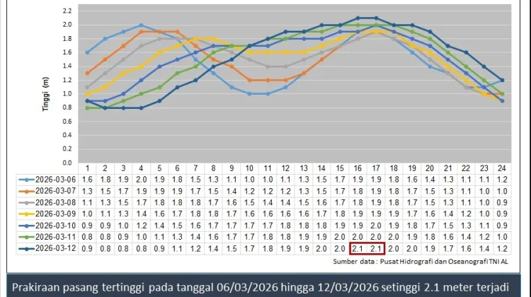 Informasi Tinggi Gelombang Perairan Natuna 6 hingga 9 Maret 2026
