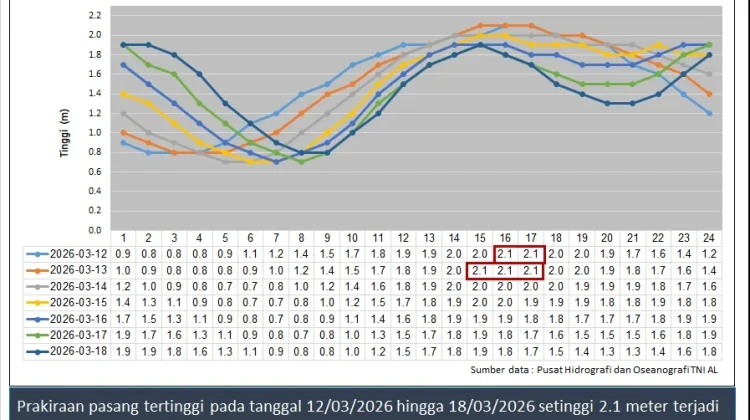 Informasi Tinggi Gelombang Perairan Natuna 12 hingga 15 Maret 2026