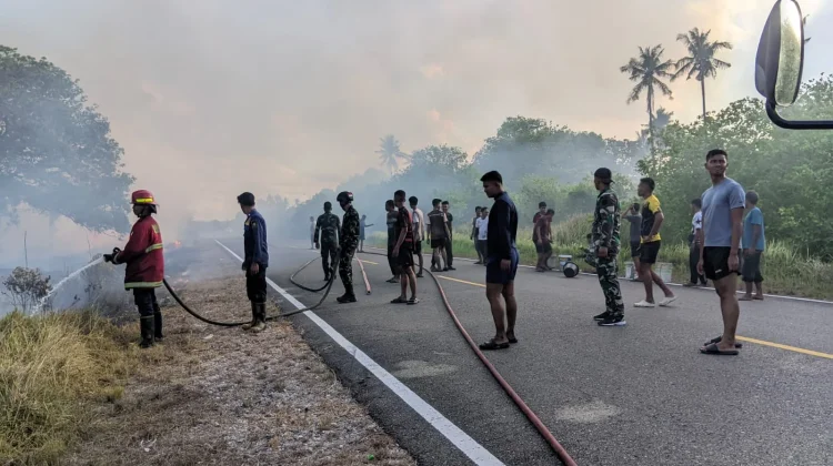 Damkar Natuna Tangani Kebakaran Lahan Teluk Buton