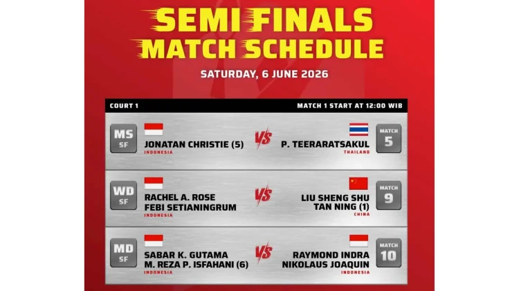 Estimasi Jadwal Tanding Wakil Tuan Rumah Laga Semifinal Indonesia Open 2026