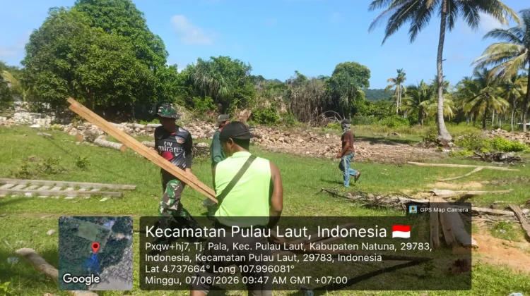 Koramil Pulau Laut Bersihkan Lahan KDKMP