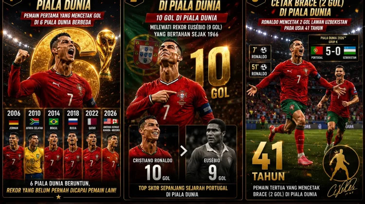Taklukkan Uzbekistan, Ronaldo Pecahkan Beberapa Rekor