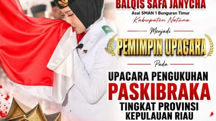Balqis Safa Jadi Pemimpin Upacara Paskibraka Kepri