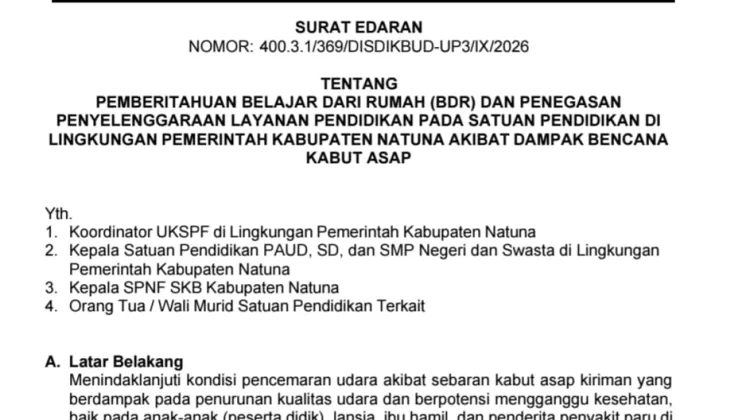 Pemkab Natuna Perpanjang BDR 19–23 September