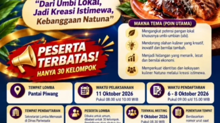 Meriahkan HUT ke-27 Natuna, Dinas Pariwisata Gelar Lomba Kuliner Umbi Lokal