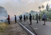 Damkar Natuna Tangani Kebakaran Lahan Teluk Buton