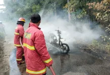Motor Terbakar di Bandarsyah Berhasil Dipadamkan