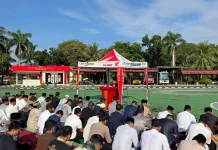 Polres Natuna dan Masyarakat Gelar Sholat Idul Adha 1447 H