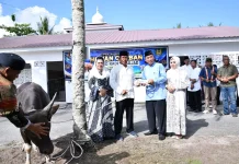 Danlanud RSA Natuna Serahkan 6 Ekor Sapi Qurban di Masjid Mina untuk Warga dan YAY