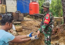 Babinsa Desa Tanjung Setelung Serasan Kawal Pembangunan KDKMP