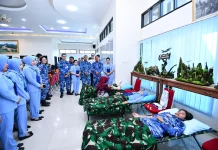Lanud RSA Kumpulkan 72 Kantong Darah di Hari Bakti TNI AU Ke-79