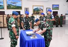 Danlanud RSA Natuna Pimpin Penerimaan Jabatan Kadister dan Sertijab Dansatpomau