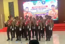Yel-Yel dan Bakat Kontingen Tampil saat Pelepasan Jamnas Natuna