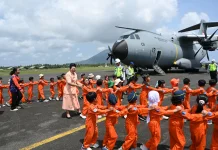 Siswa TK Angkasa Lanud RSA Antusias Saksikan Pesawat Airbus A400M TNI AU Mendarat