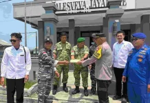 Koramil 03/Sedanau Sambut Ucapan HUT ke-81 TNI dari Polsek BB
