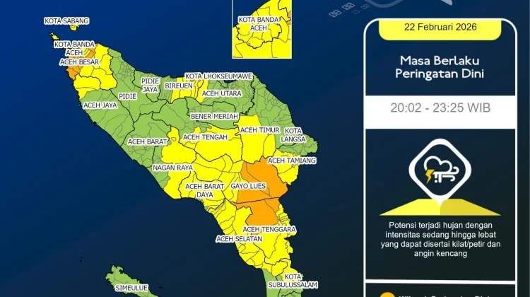 BMKG: Sebagian Wilayah Aceh Malam Ini Diguyur Hujan