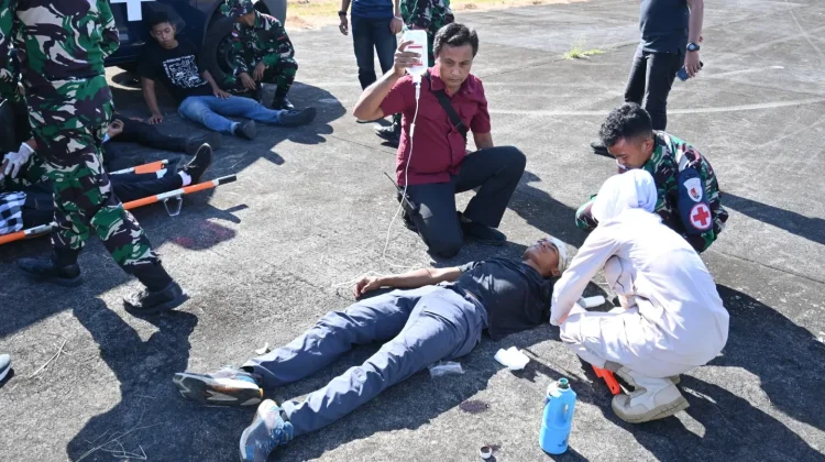 Tingkatkan Kesiapan Personel, Lanud MUS Gelar Latihan ERP Darurat Penerbangan
