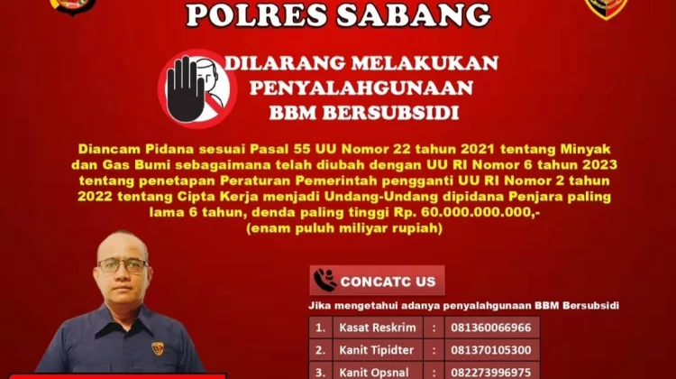 Polres Sabang Bakal Tindak Tegas Penyalahgunaan BBM Bersubsidi
