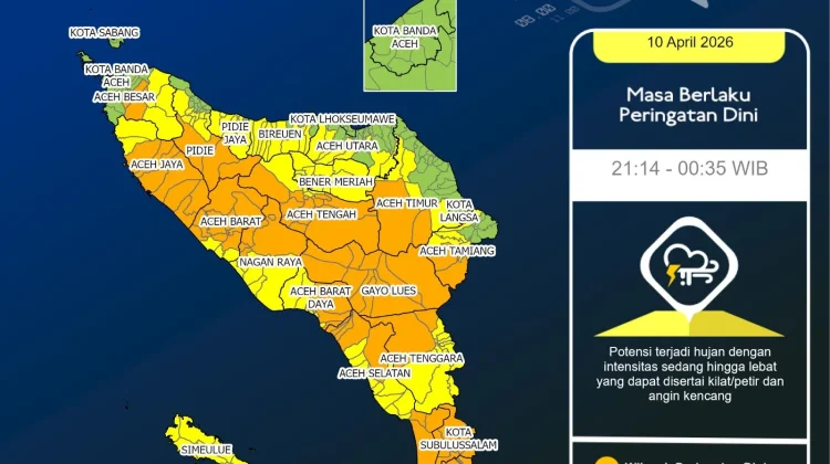Hujan Guyur Lintas Timur dan Barat Aceh Malam Ini