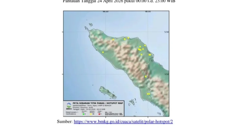 BMKG Deteksi 34 Titik Panas di Aceh, Aceh Timur Mendominasi