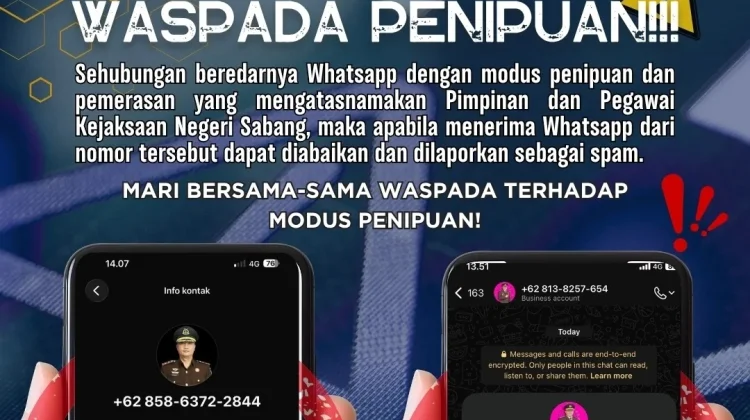 Penipuan Mengatasnamakan Kajari Sabang, Masyarakat Diminta Waspada
