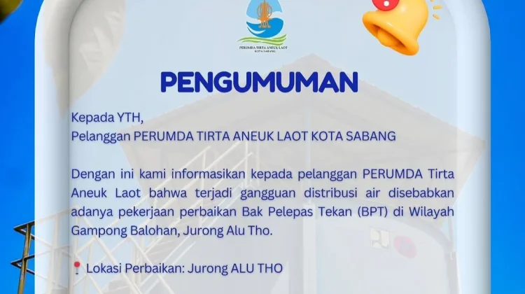 PDAM Perbaiki BPT, Distribusi Air Sejumlah Daerah Terganggu