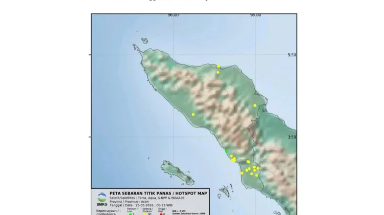 BMKG Pantau 33 Titik Panas di Enam Wilayah Aceh, Aceh Selatan Paling Banyak