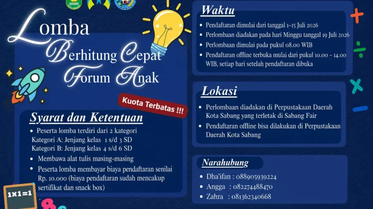 Fakosa Buka Pendaftaran Lomba Berhitung Cepat Hari Anak Nasional 2026