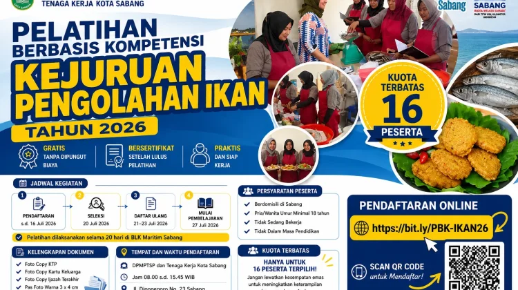 Pelatihan Pengolahan Ikan Gratis Dibuka di Sabang