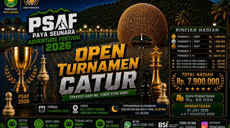 Open Turnamen Catur Percasi Akan Meriahkan Paya Seunara Adventure Festival