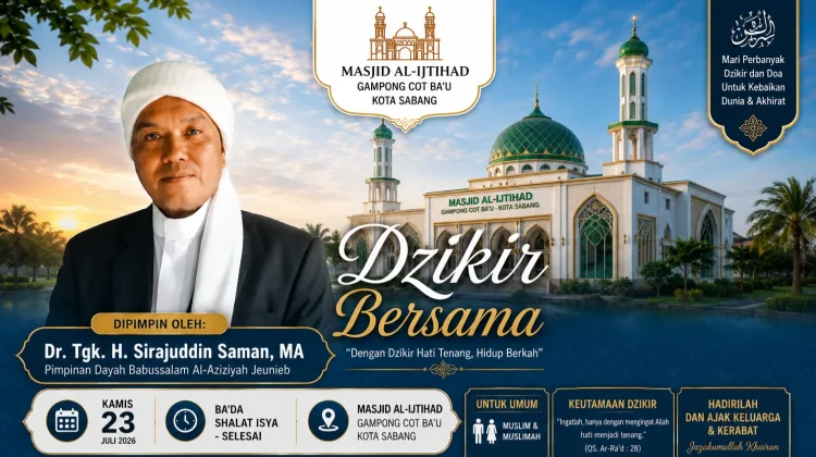BKM Al Ijtihad Sabang Gelar Dzikir Bersama Hadirkan Tgk Sirajuddin