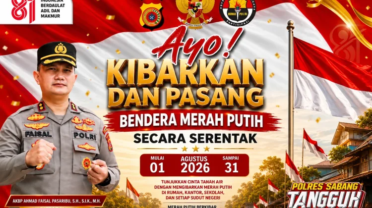 Sambut HUT Ke-81 RI, Polres Sabang Ajak Warga Kibarkan Merah Putih