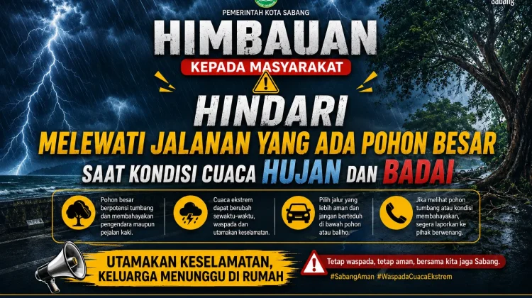 Pemko Sabang Imbau Masyarakat Waspada Pohon Tumbang