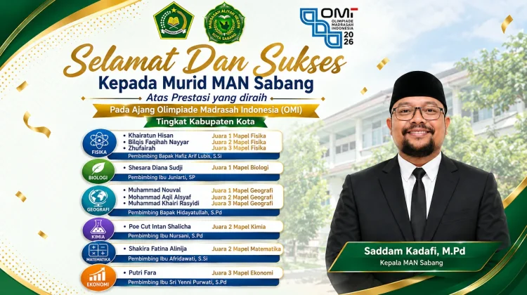 Siswa MAN Sabang Raih Prestasi Olimpiade Madrasah Indonesia