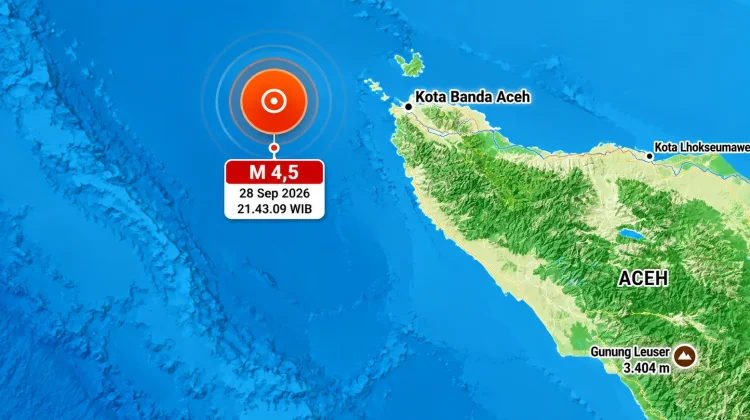 Gempa M 4,5 Guncang Sabang, Getaran Terasa hingga Banda Aceh