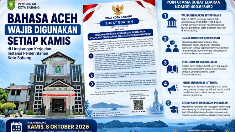 Mulai 8 Oktober, Bahasa Aceh Wajib Digunakan Setiap Kamis di Lingkungan Pemerintah