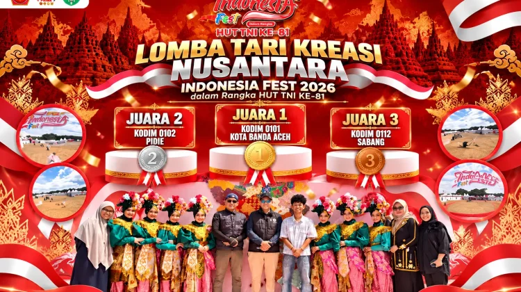 Sabang Raih Juara 3 Lomba Tari Kreasi Nusantara Indonesia Fest 2026