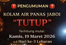 Kolam Air Panas Jaboi Ditutup sementara