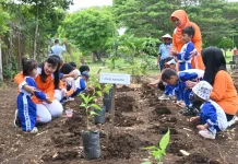 Belajar Sambil Bermain, Siswa PAUD Angkasa Tanam Jagung