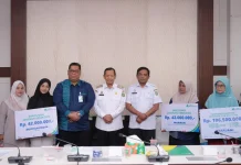 Pemko Sabang dan BPJS Ketenagakerjaan Serahkan Santunan Rp280,5 Juta