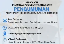 Pasokan Air PDAM di Sejumlah Wilayah Sabang Terganggu akibat Perbaikan