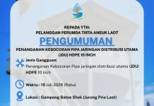 Perbaikan JDU HDPE, Distribusi Air di Sejumlah Wilayah Sabang Terganggu