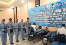 Lanud Maimun Saleh Gelar Donor Darah dan Pengobatan Massal