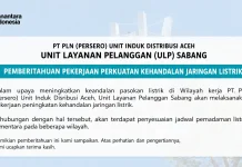 PLN ULP Sabang Lanjutkan Pemadaman Bergilir Mulai Rabu 29 Juli