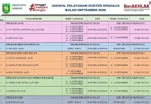 Catat, Jadwal Dokter Spesialis RSUD Sabang September