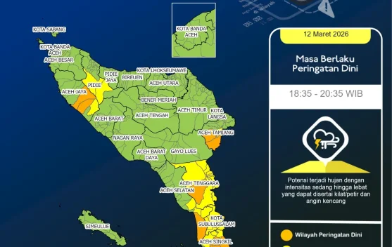 BMKG: Sebagian Wilayah Aceh dilanda Cuaca Ekstrim Malam Ini