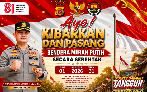 Sambut HUT Ke-81 RI, Polres Sabang Ajak Warga Kibarkan Merah Putih