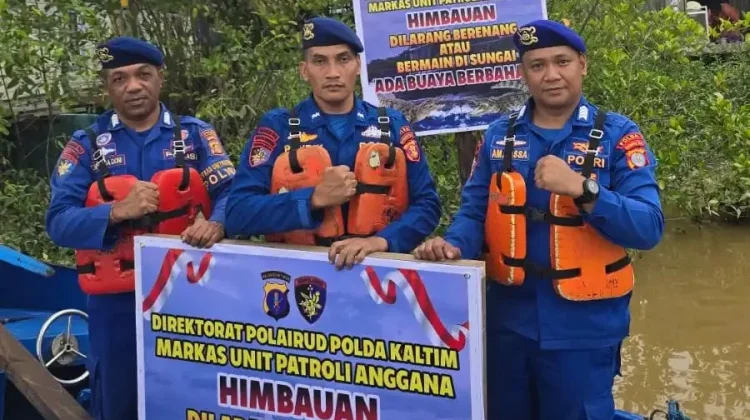 Ditpolairud Pasang Imbauan Waspada Buaya di Kukar
